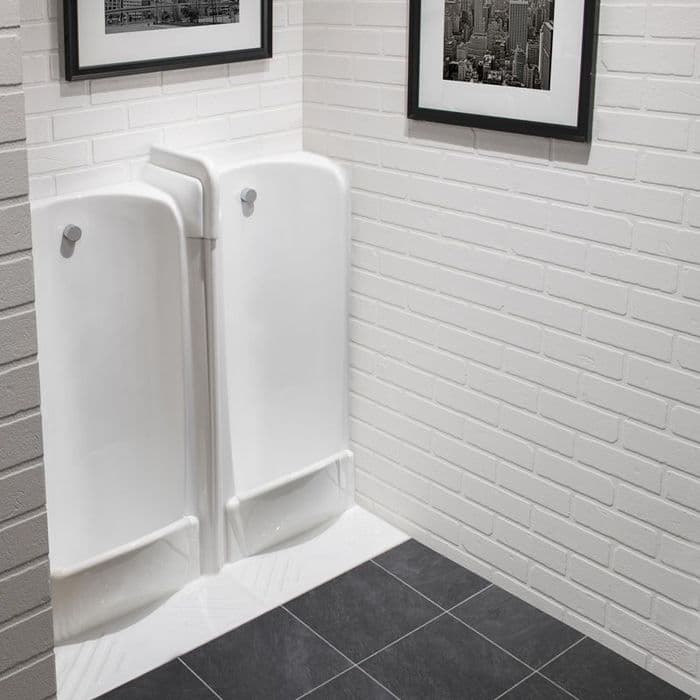 Healey & Lord Niagara Traditional Slab Ceramic Urinal Fused Run with Concealed Flush Kit